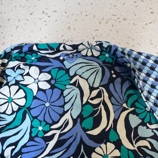 Roxy Reversible Bikini Bottoms Blue Floral Geometric Print Size Medium M‎ NWT - Image 6