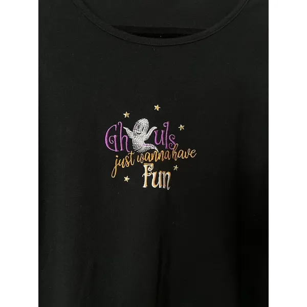 Vintage MC Sportswear Womens 1X Sweatshirt Top Halloween Ghoul Ghost‎ Black - Image 2