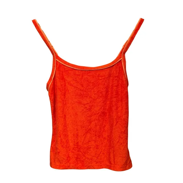 Aerie Womens Terry Cloth Camisole Top Orange Adjustable Straps XS - Image 2