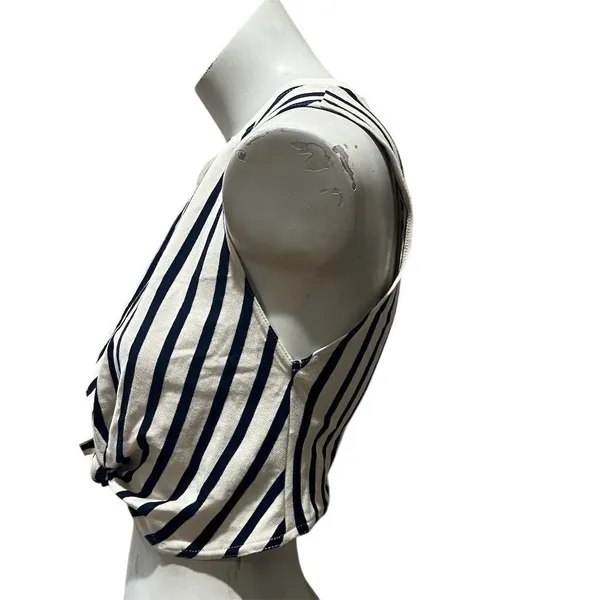 Zara Women's Striped Knotted Crop Tank Top Multicolor Size S - Image 2