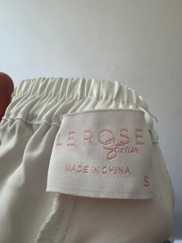 Le Rose Stories White and Pink Floral Satin Sleep Shorts - Image 4