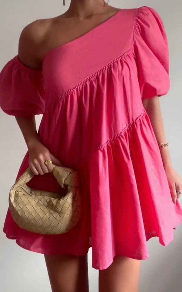 Showpo Linen Mini Dress Pink - Image 3