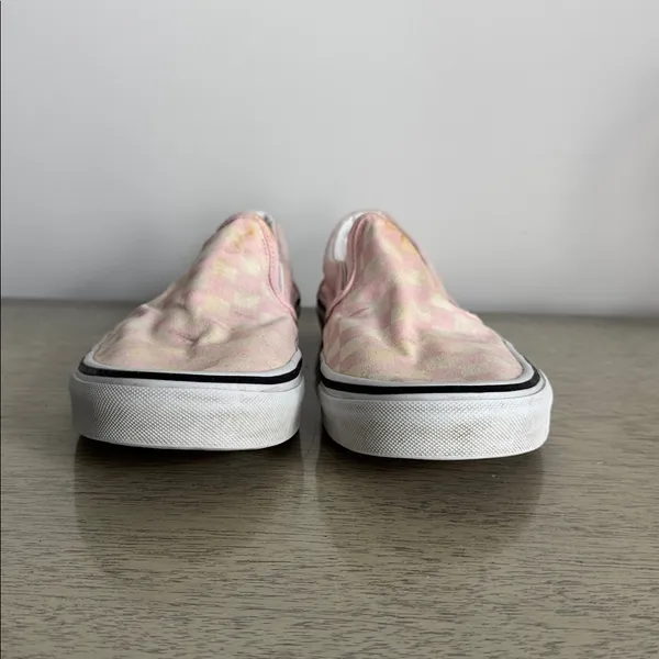 Vans Pink and Off White Checkered Slip-On Flats Size 7.5 - Image 3