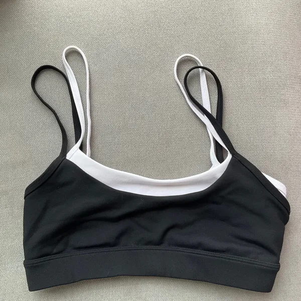 Alo Yoga Airbrush Double Up Bra Black/White XXS - Image 2