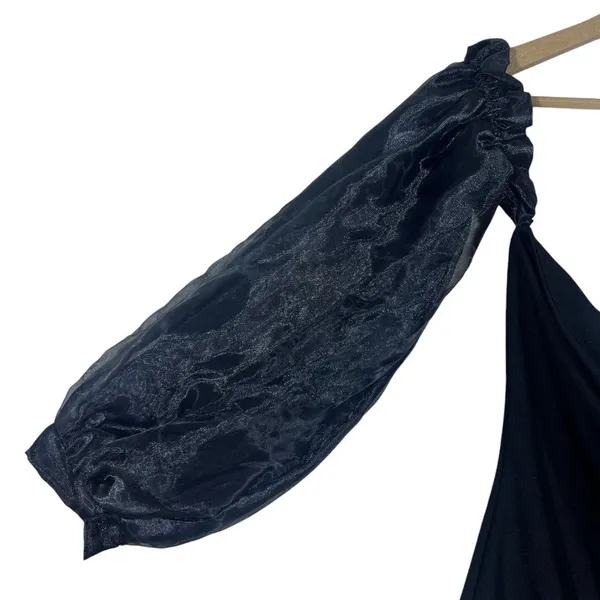 Lulus Dramatic Organza Puff Sleeve Solid Bodysuit Black Romantic Chic Size XL - Image 4