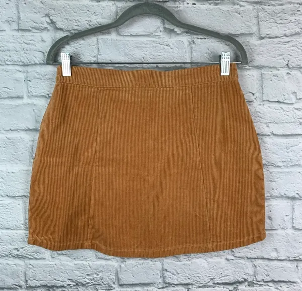 Rue 21 Womens Camel Ribbed Corduroy Button Down Mini Skirt - Sz M - Image 3