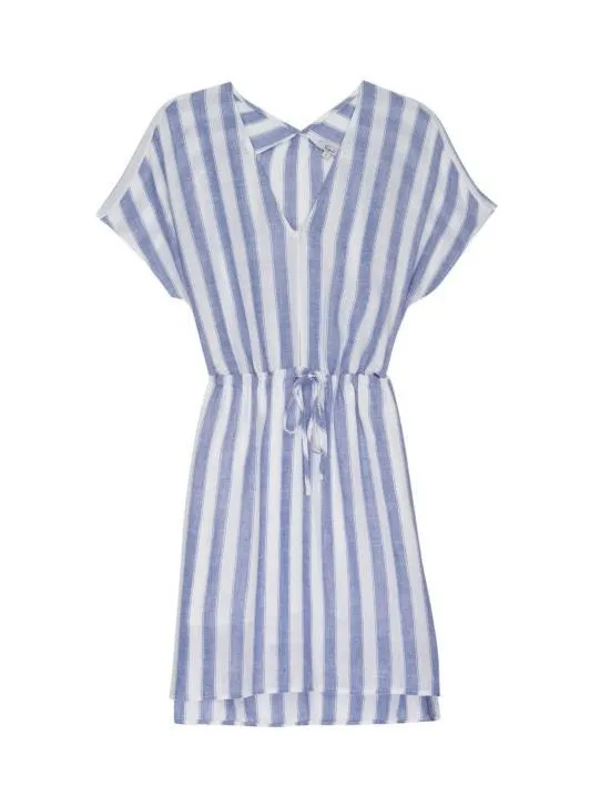 Rails Wren Pacifica Stripe Linen Blend Kaftan Dress Blue White Size Medium - Image 2