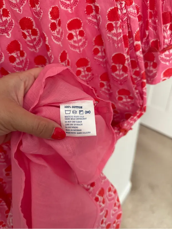 Pink City Prints Gina Pink Maxi Ling Sleeve Dress New NWT Bubblegum - Image 5