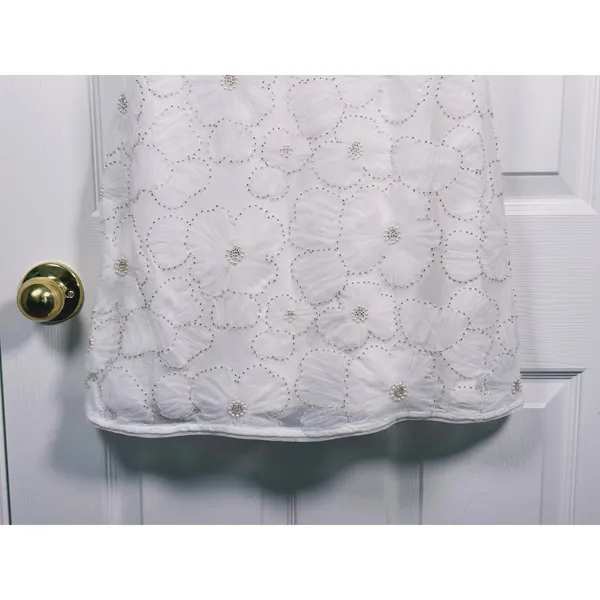 NWT Abercrombie Beaded Pearl Floral Mini Dress Size L White Bridal Event Party - Image 10
