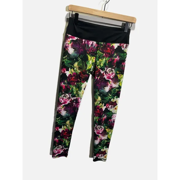 Betsey Johnson Performance Leggings Womens S‎ Multicolor Floral Rose Activewear - Image 2