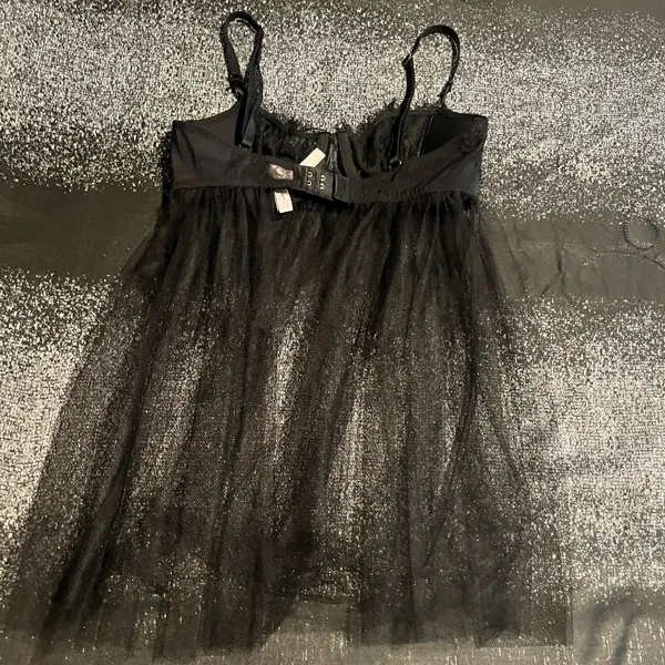 Womens M Victoria's Secret Black sheer babydoll lingerie top - Image 2