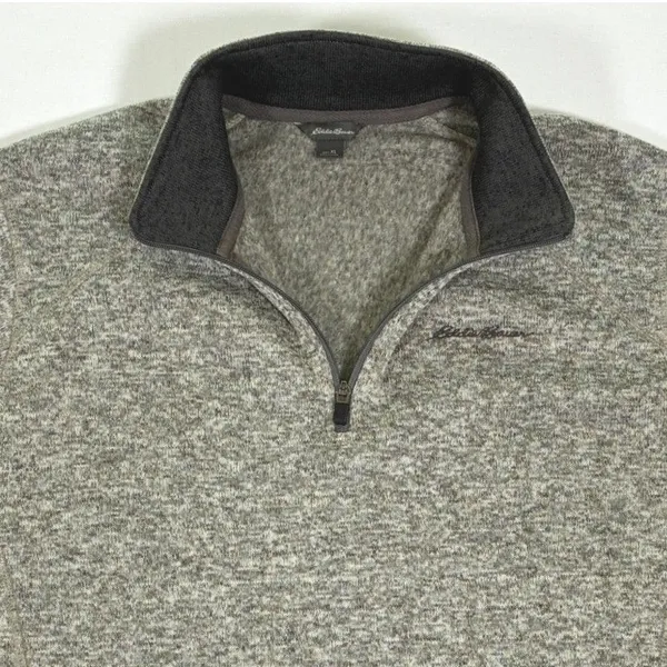 Eddie Bauer Mens XL Gray Heather Quarter Zip Fleece Pullover K3066581 - Image 8