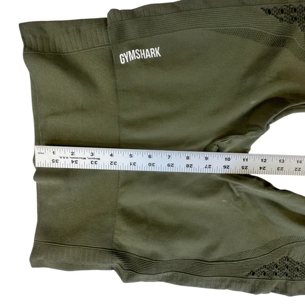 Gymshark Energy Seamless Leggings Olive Green Womens Medium High Waist Eyelet - Image 8