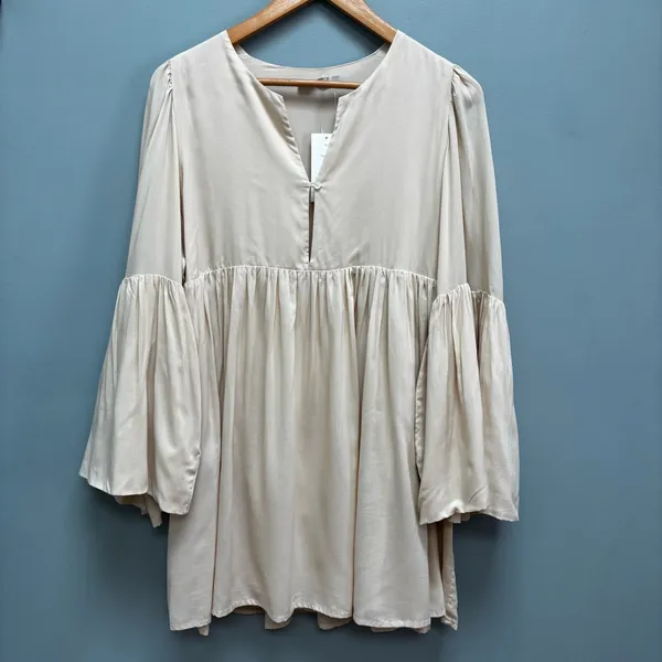 Revolve Indah Minta Solid Seamless Babydoll Mini Dress in Doe Natural S/M - Image 6