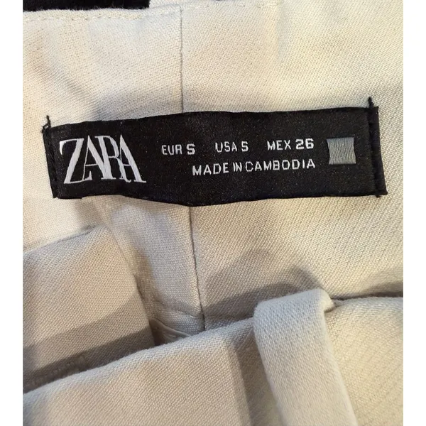 Zara Womens Sz S High Waisted Tapered Trousers Tan Brown Seam Detail Dress Pants - Image 5
