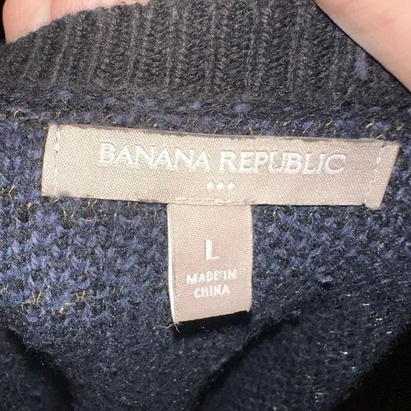 Banana Republic blue & black checked L cropped sweater - Image 3
