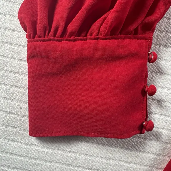 Maurice Beautiful Sexy Red Blouse With Open Long Sleeves Size 1x - Image 7