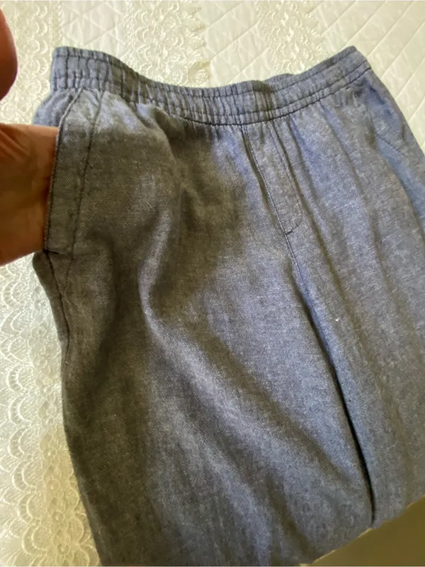 Old Navy Wide-Leg Linen Blend Pull-On Pants in Light Charcoal Heather Size S - Image 9