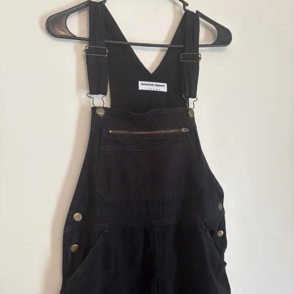 American apparel jeans VTG Black Overalls XS everyday‎ Casual Hippie Comfort - Image 2