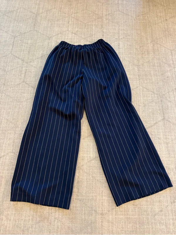 OFFLINE by Aerie Pinstripe Wide Leg Pants XS Short Navy Pull On - Image 2