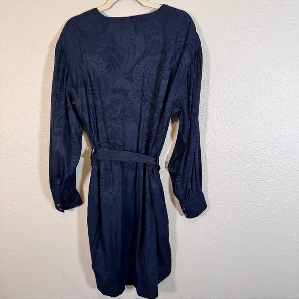 Scotch & Soda Blue Medieval Print Mini Dress Womens L Kings All Seeing Eye Crest - Image 6