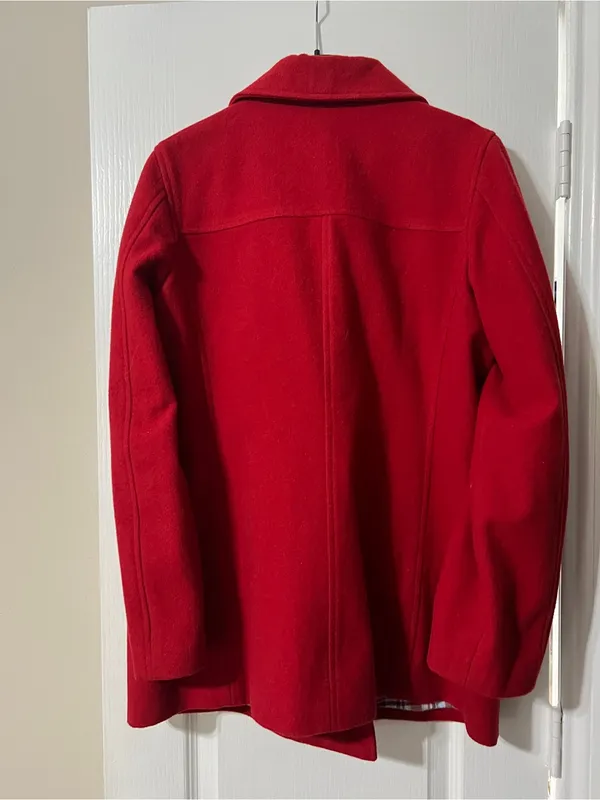 Abercrombie & Fitch Women's Vibrant Red Double-Breasted Peacoat - Image 3