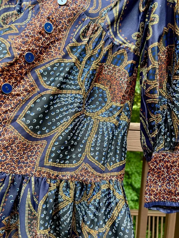 NWOT FARM Rio Floral Paisley Ruffles Mini Dress Glam Boho Long Sleeve Size S - Image 3