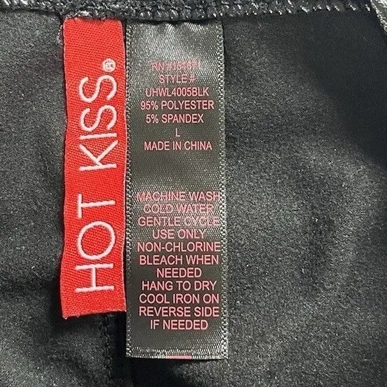 Hot Kiss Women's Black Faux Leather Pants Size L Mid Rise Skinny Pull On Stretch Leggings - Image 5