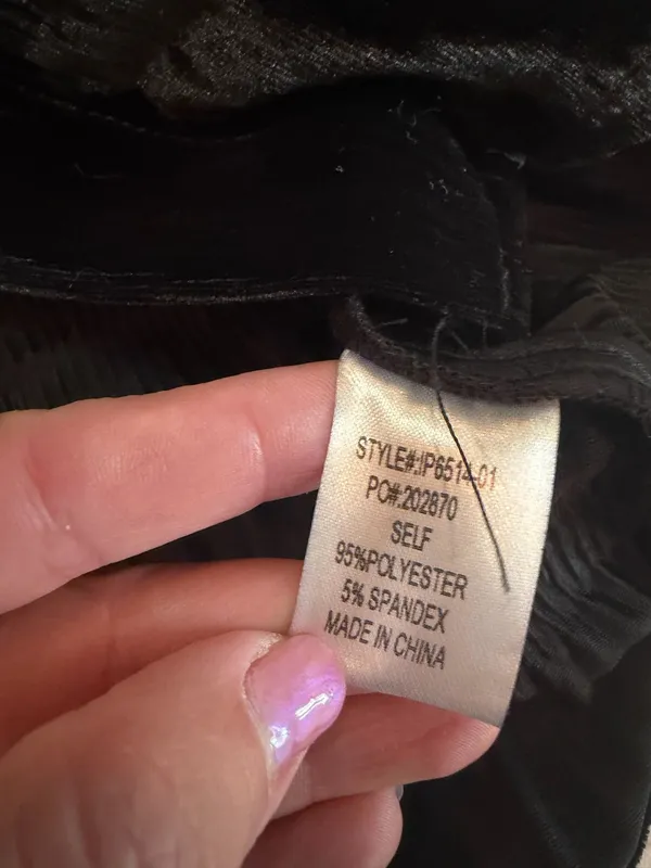 BIBI Black Crushed Velvet Button Front Blouse Size Small - Image 3