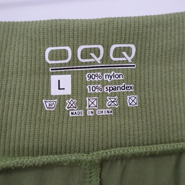 OQQ Womens Sage Green Ribbed Wide Leg Yoga Pants High Waisted Lounge Size L - Image 2