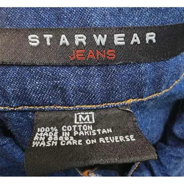 Starwear Jeans Womens Size M‎ Denim Jacket Dark Wash Fringe Detail - Image 3
