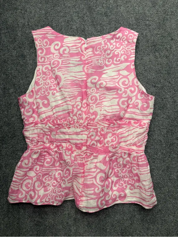 Amanda Uprichard Women’s Small Pink and White Printed Tie-Front V-Neck Camisole - Image 6