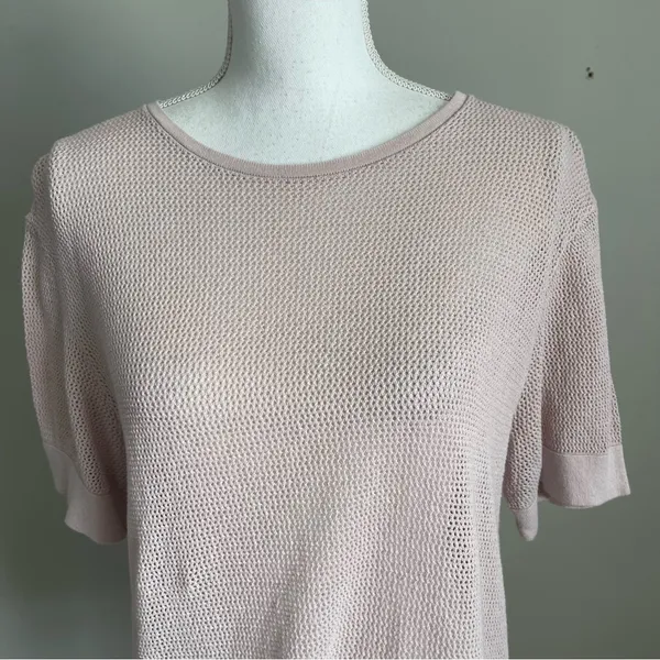 ZARA | Pink Loose Knit Lightweight Short Sleeve Top Sz L - Image 3
