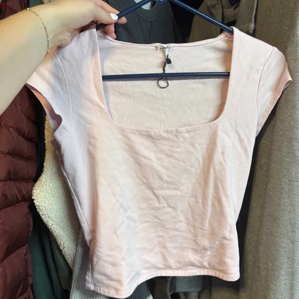 Garage Portia Square Neckline T Shirt Light Pink - Image 3