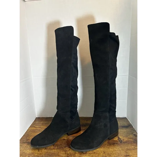 Lucky Brand LK Calypso Black Suede Tall Boots 9M NIB Oiled Suede Riding Autumn - Image 8
