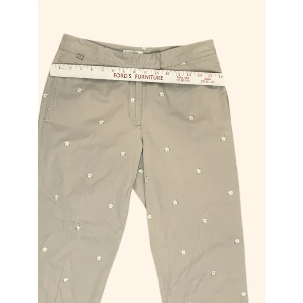 Lizgolf Cathren Cropped Pants‎ Women's 4 Khaki Floral Embroidered Cotton - Image 4