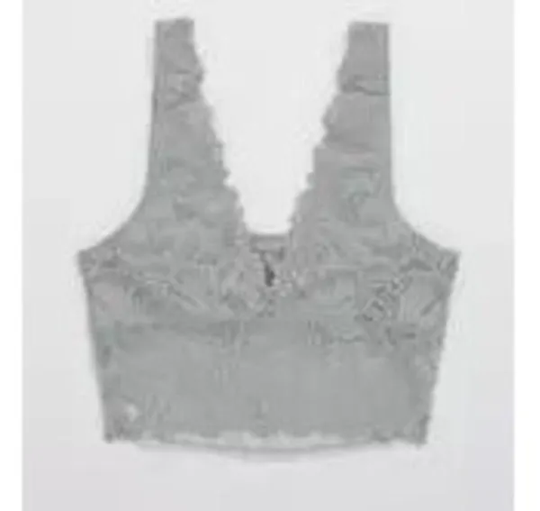 Aerie Lace Waffle Longline Bralette Medium Heather Gray Size Medium - Image 4