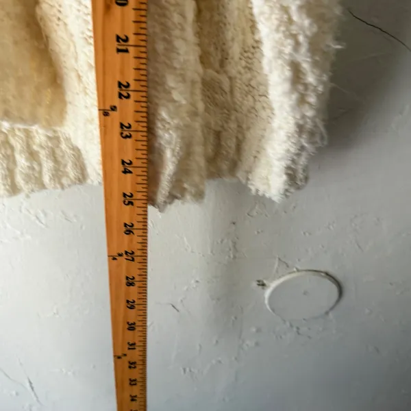 Joan Harper Cream Cable Knit Mock Neck Sweater‎ Pullover Medium Popcorn White - Image 4