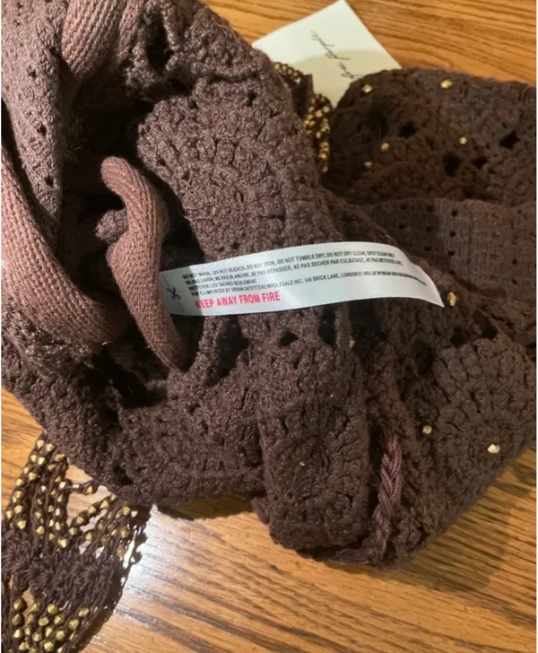Free People Sunrise To Sunset Crochet Tote in Brown Pattern NWT $98R - Image 9