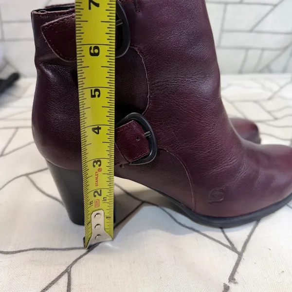 Born Leather Ankle Boots Size 9M Burgundy Buckle‎ Detail Block Heel F41847 - Image 11