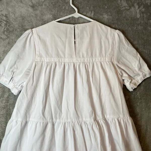 Pomander Place‎ Women's Size Medium White Quinn Tiered Mini Dress Cotton Blend - Image 5