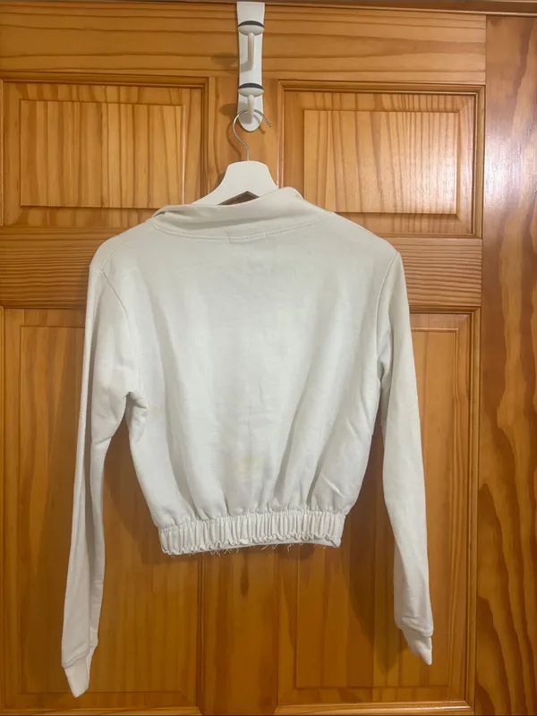 PrettyLittleThing Size Small Cropped White 1/4 Zip Sweatshirt - Image 5