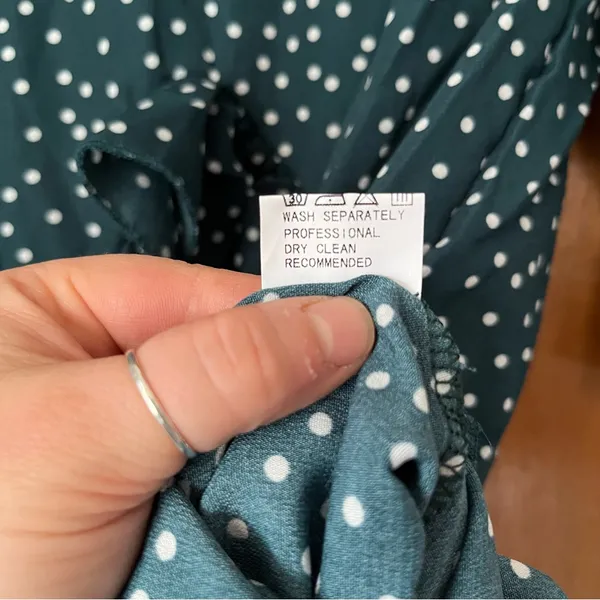 •Polka dot ruffled tunic• Size L Green Size L - Image 5