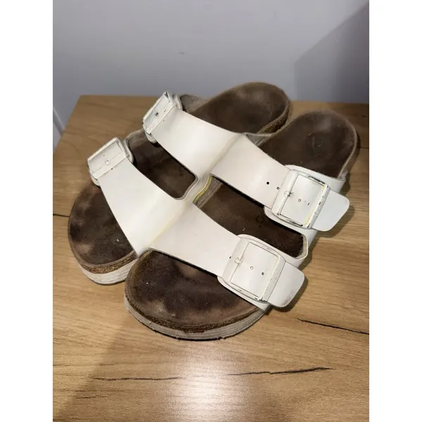 Papillio by Birkenstock Arizona Birko Flor Platform Sandals White Womens Sz 39 Q - Image 2