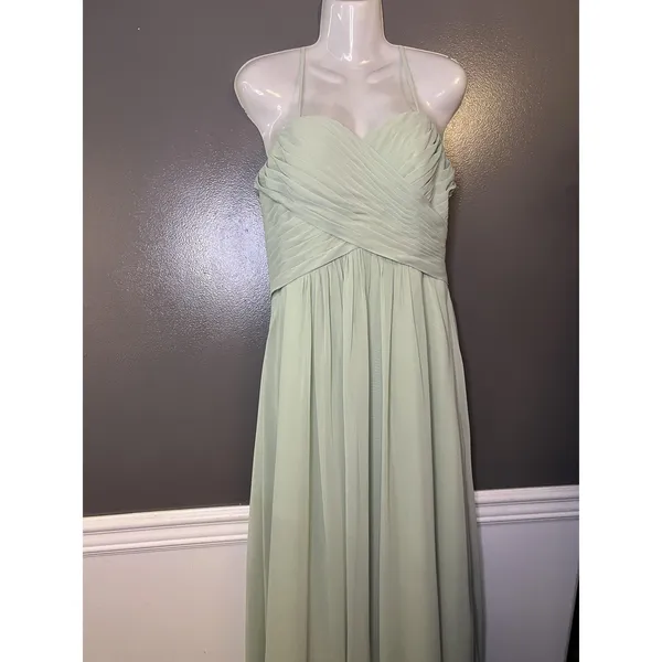 Azazie Dress Womens A8 Green Chiffon Sweetheart Spaghetti Strap Maxi Formal - Image 2