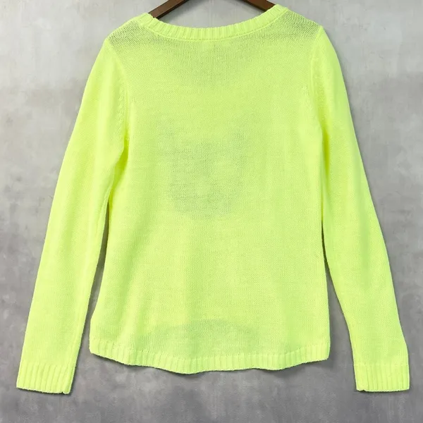 LEI Neon Yellow Sweater XL French Bulldog Dog Graphic Knit Dopamine Kitsch Twee - Image 2