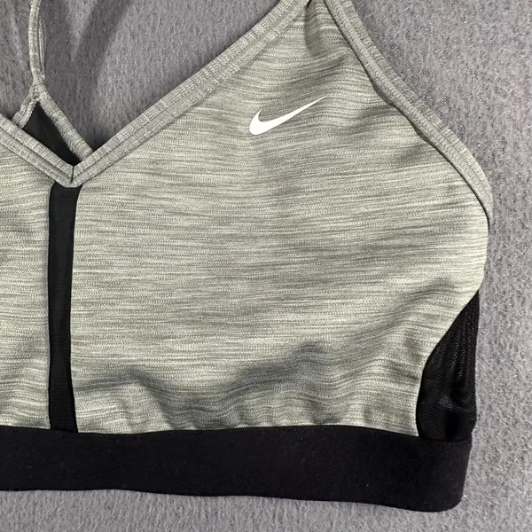 Nike Sports Bra Womens Small Gray‎ Black Dri-FIT Strappy Crossback Athletic - Image 2