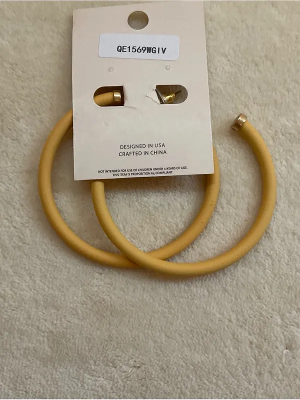 Pomina Mustard Yellow Hoop Earrings - Bold Matte Fashion Hoops - Image 4