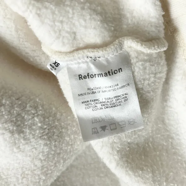 Reformation Hampton Sweat Mini Dress White Organic Cotton Fleece Half Zip XS - Image 6