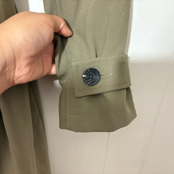 Avec Les Filles Stretch Crepe Double Breasted Trench Coat Olive XS - Image 12